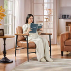 Poltrona Ivory/Marrone retrò Mid-Century con struttura in metallo – Seduta singola