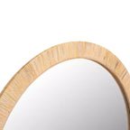 Specchio da parete rotondo naturale, cornice in MDF, singolo, 91 cm