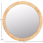 Specchio da parete rotondo naturale, cornice in MDF, singolo, 91 cm