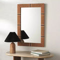 Specchio da parete rettangolare con cornice in legno naturale, singolo, 60,5 x 90,9 cm