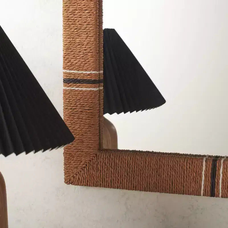 Specchio da parete rettangolare con cornice in legno naturale, singolo, 60,5 x 90,9 cm