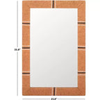Specchio da parete rettangolare con cornice in legno naturale, singolo, 60,5 x 90,9 cm