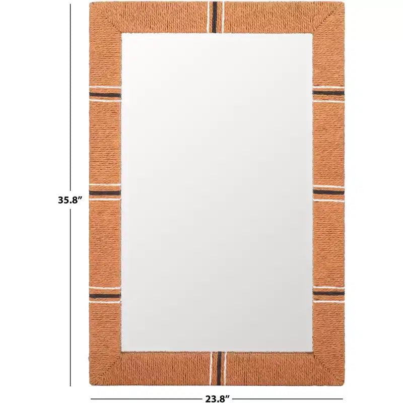 Specchio da parete rettangolare con cornice in legno naturale, singolo, 60,5 x 90,9 cm