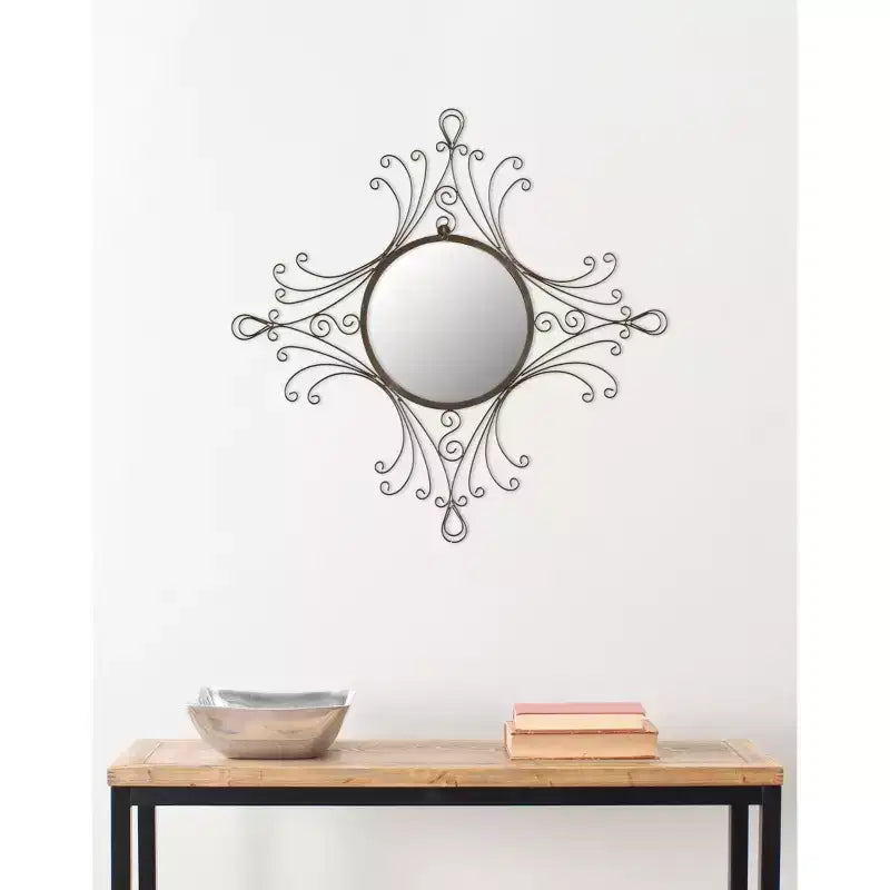Specchio da parete con cornice rustica marrone, singolo, 72 x 80 cm