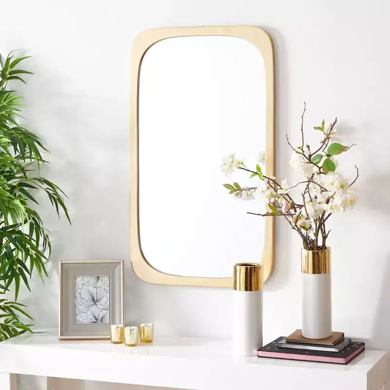 Specchio da parete rettangolare dorato, con cornice, singolo, 21" x 36"