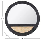 Specchio da parete rotondo nero/naturale e naturale, 1 persona, 44,5 x 44,5 cm