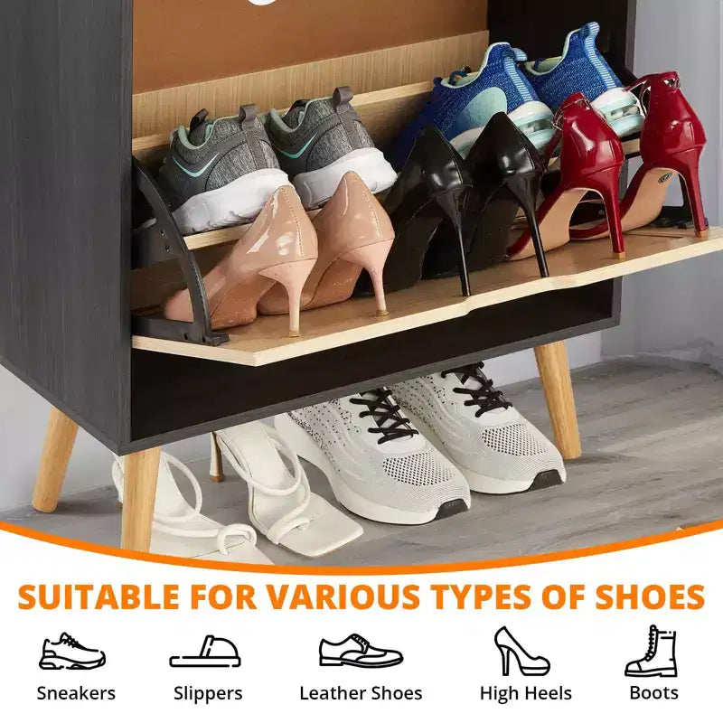 Scarpiera a ribalta beige/nera – Contiene fino a 20 paia