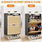 Scarpiera a ribalta beige/nera – Contiene fino a 20 paia