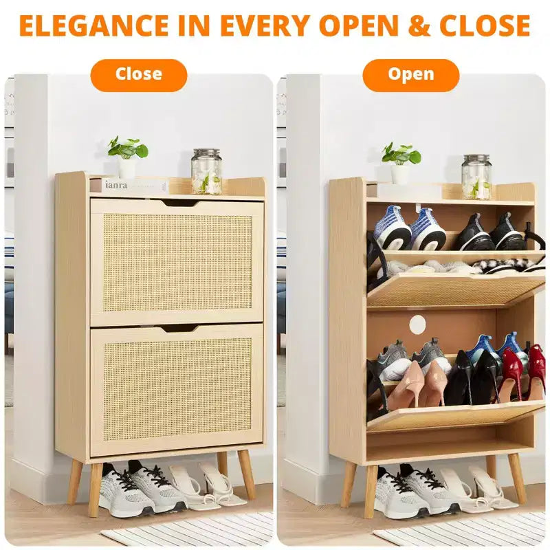 Scarpiera a ribalta beige/nera – Contiene fino a 20 paia