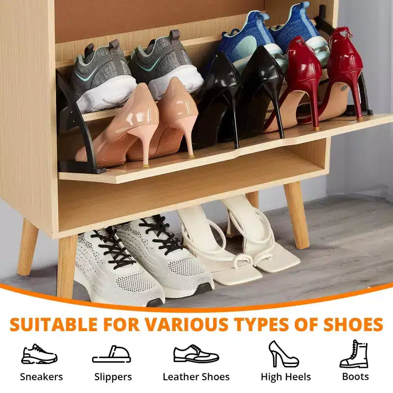 Scarpiera a ribalta beige/nera – Contiene fino a 20 paia