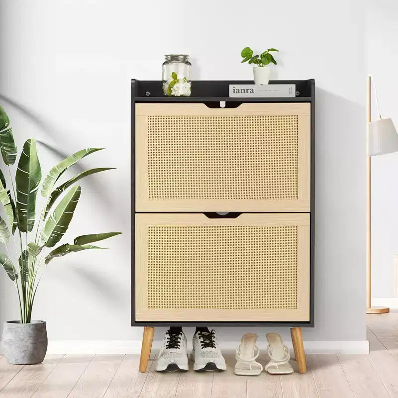 Scarpiera a ribalta beige/nera – Contiene fino a 20 paia