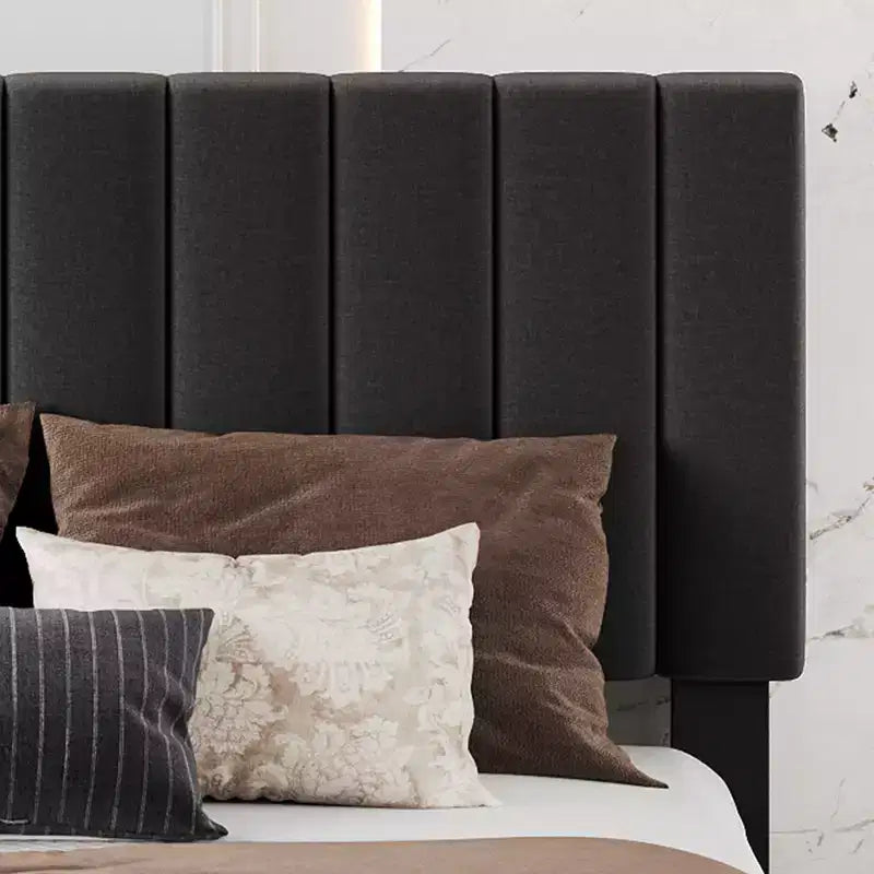 Letto matrimoniale King imbottito nero con cassetti contenitore, 2 persone