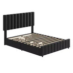 Letto matrimoniale King imbottito nero con cassetti contenitore, 2 persone