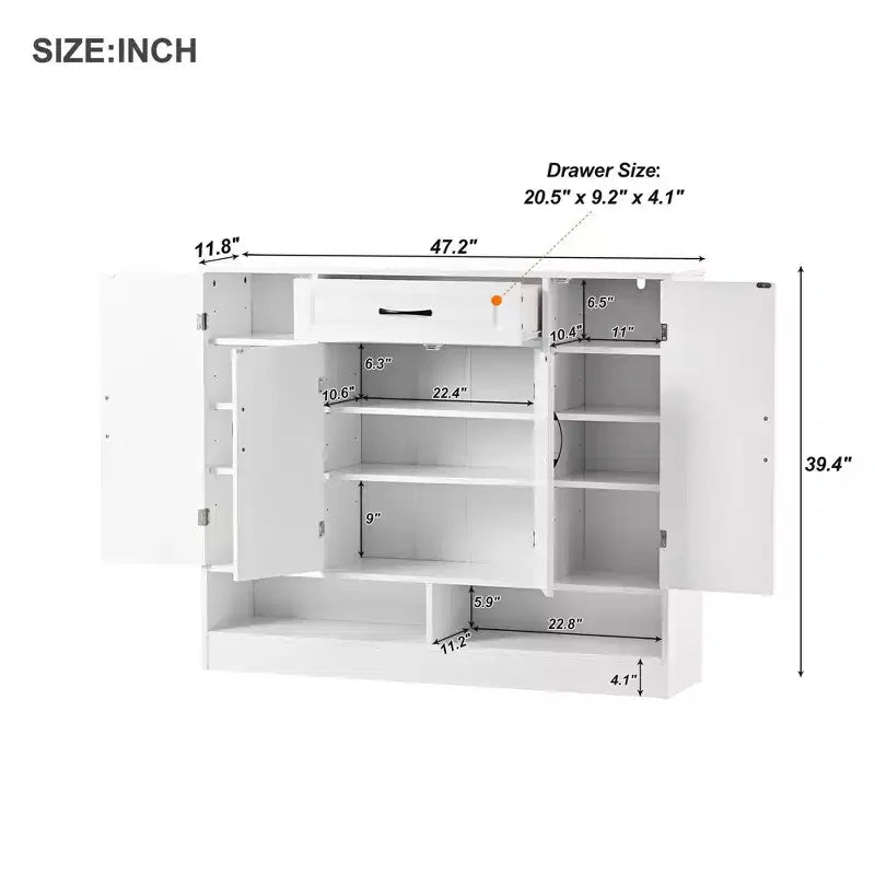 Scarpiera – Nero/Bianco, 4 ante con cassetto, Monoutente