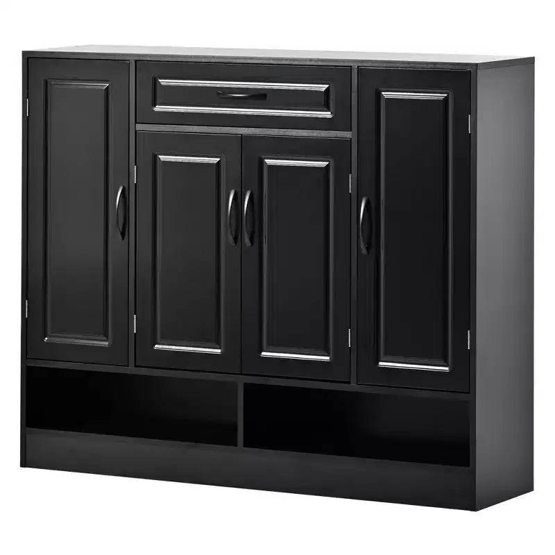 Scarpiera – Nero/Bianco, 4 ante con cassetto, Monoutente
