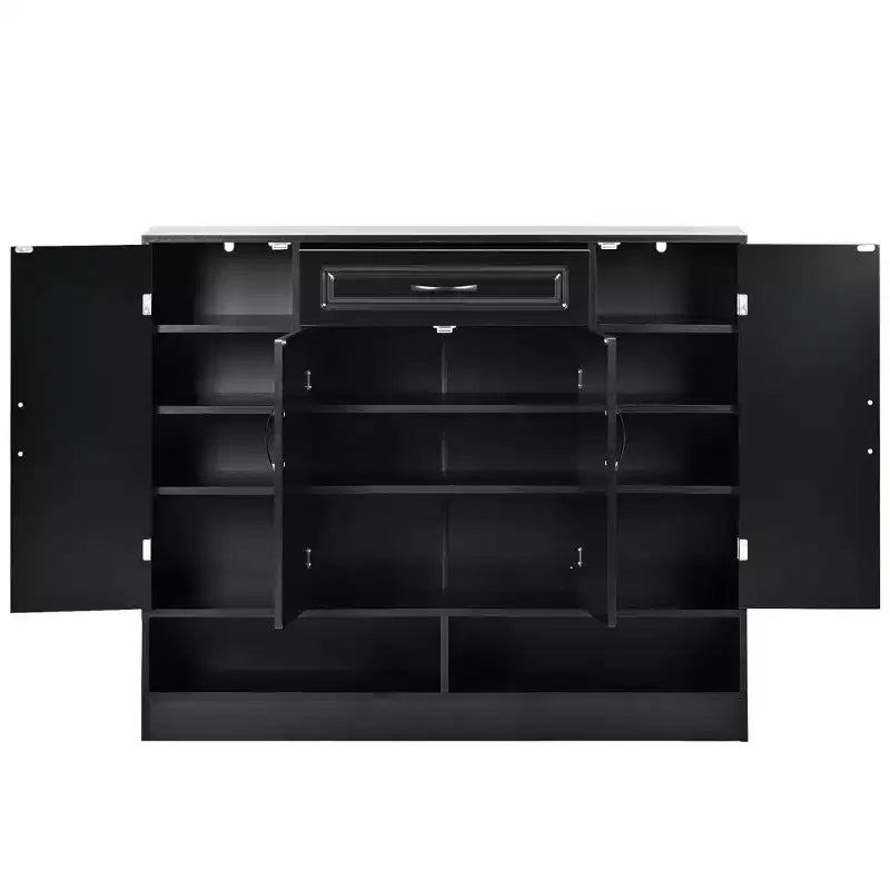 Scarpiera – Nero/Bianco, 4 ante con cassetto, Monoutente