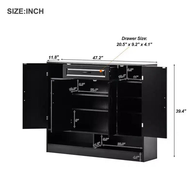 Scarpiera – Nero/Bianco, 4 ante con cassetto, Monoutente