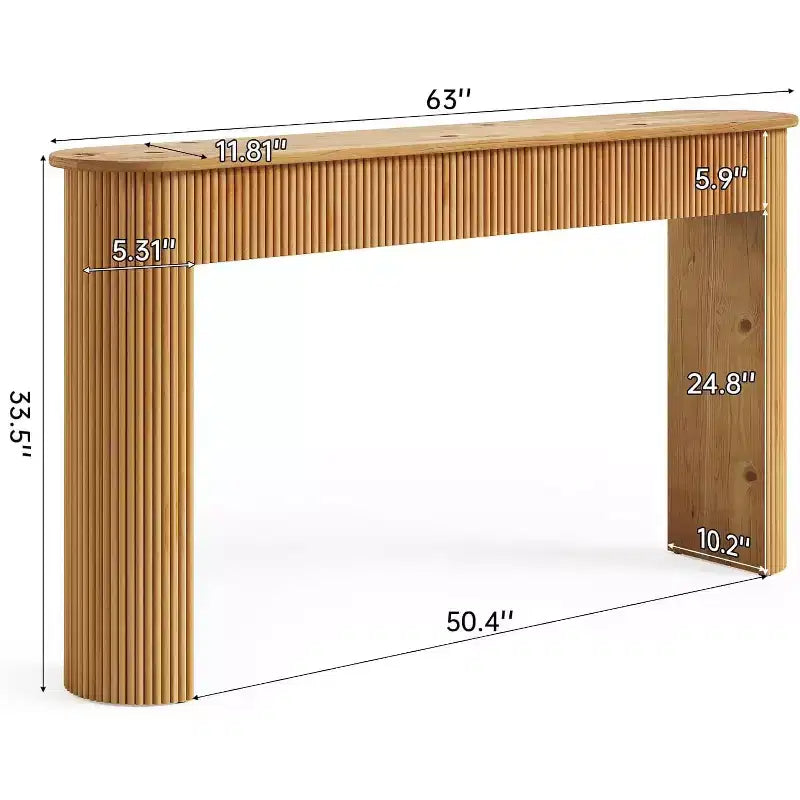 Consolle in legno massello giallo, 160 cm, tavolo da ingresso/divano monoposto