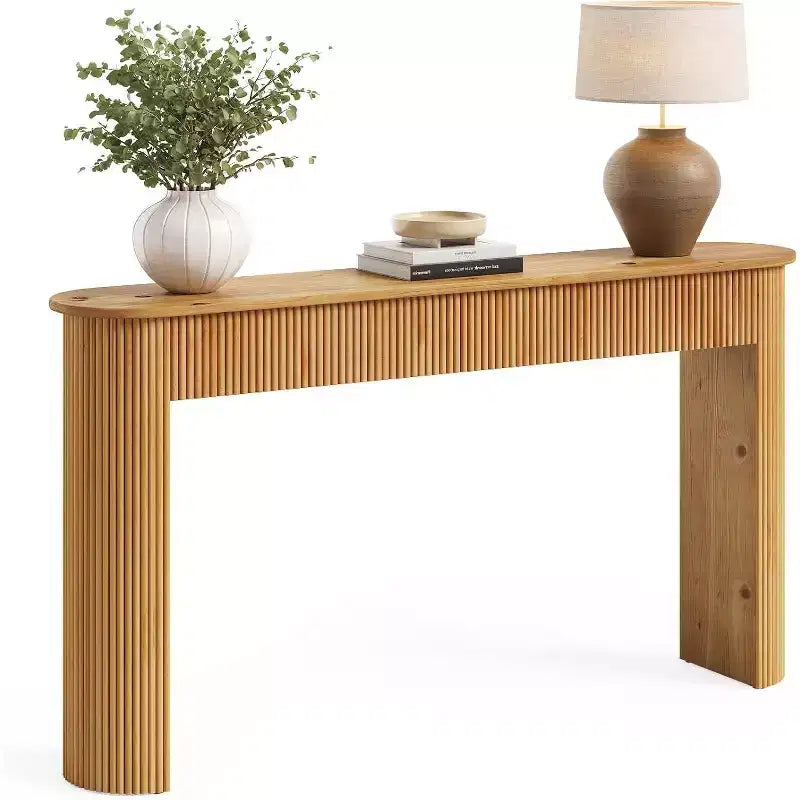 Consolle in legno massello giallo, 160 cm, tavolo da ingresso/divano monoposto