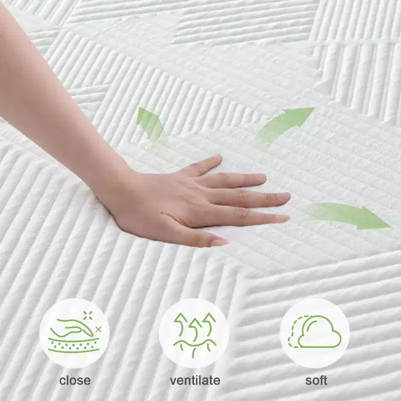 Materasso in memory foam lavorato a maglia bianco, media rigidità, matrimoniale/piazza e mezzo/queen/king