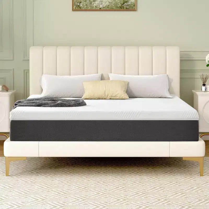 Materasso in memory foam lavorato a maglia bianco, media rigidità, matrimoniale/piazza e mezzo/queen/king