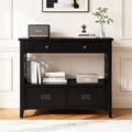 Hostack 36'' Farmhouse Wood Console Table with 4 Drawers and 1 Storage Shelf for Entryway and Living Room , Black