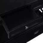 Tavolo Consolle Nero con 4 Cassetti e Ripiano Aperto, Montaggio da 1 Persona