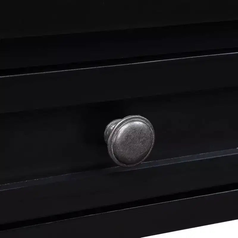 Tavolo Consolle Nero con 4 Cassetti e Ripiano Aperto, Montaggio da 1 Persona