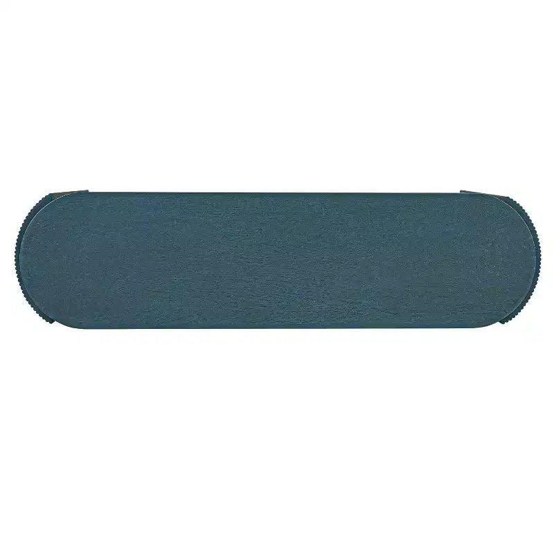 Consolle a mezzaluna blu con 2 cassetti e gambe scanalate
