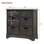 Antico Blu Navy / Grigio Marrone / Espresso / Bianco – Cassettiera a 6 cassetti con Cesti in Rattan