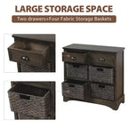Antico Blu Navy / Grigio Marrone / Espresso / Bianco – Cassettiera a 6 cassetti con Cesti in Rattan