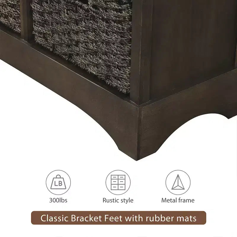 Antico Blu Navy / Grigio Marrone / Espresso / Bianco – Cassettiera a 6 cassetti con Cesti in Rattan