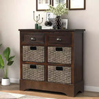Antico Blu Navy / Grigio Marrone / Espresso / Bianco – Cassettiera a 6 cassetti con Cesti in Rattan