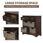 Antico Blu Navy / Grigio Marrone / Espresso / Bianco – Cassettiera a 6 cassetti con Cesti in Rattan