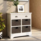 Antico Blu Navy / Grigio Marrone / Espresso / Bianco – Cassettiera a 6 cassetti con Cesti in Rattan