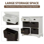 Antico Blu Navy / Grigio Marrone / Espresso / Bianco – Cassettiera a 6 cassetti con Cesti in Rattan