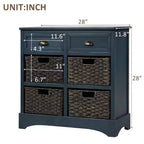Antico Blu Navy / Grigio Marrone / Espresso / Bianco – Cassettiera a 6 cassetti con Cesti in Rattan