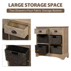 Antico Blu Navy / Grigio Marrone / Espresso / Bianco – Cassettiera a 6 cassetti con Cesti in Rattan