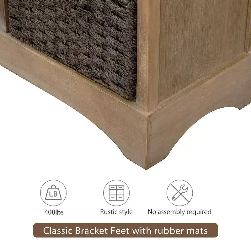 Antico Blu Navy / Grigio Marrone / Espresso / Bianco – Cassettiera a 6 cassetti con Cesti in Rattan