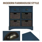 Antico Blu Navy / Grigio Marrone / Espresso / Bianco – Cassettiera a 6 cassetti con Cesti in Rattan