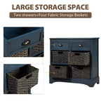 Antico Blu Navy / Grigio Marrone / Espresso / Bianco – Cassettiera a 6 cassetti con Cesti in Rattan