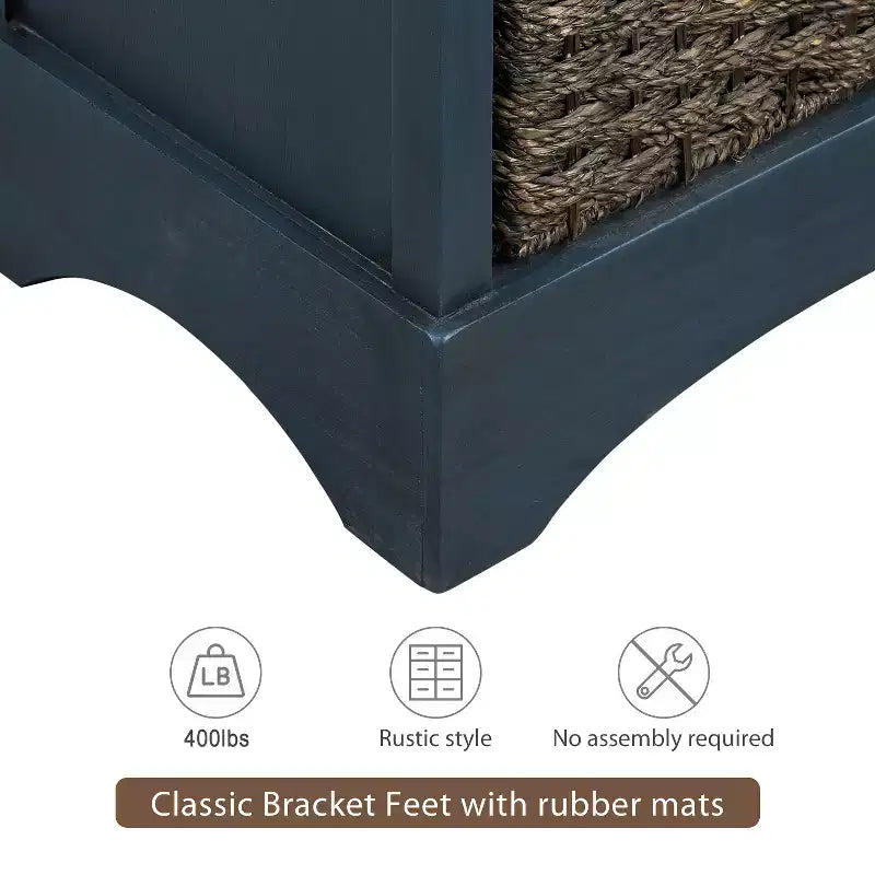 Antico Blu Navy / Grigio Marrone / Espresso / Bianco – Cassettiera a 6 cassetti con Cesti in Rattan