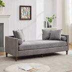 Chaise longue in ciniglia beige/grigio/tortora con bordo borchiato, 2 posti