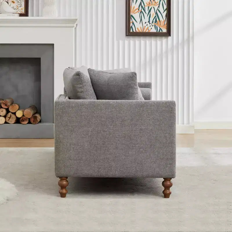 Chaise longue in ciniglia beige/grigio/tortora con bordo borchiato, 2 posti