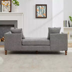 Chaise longue in ciniglia beige/grigio/tortora con bordo borchiato, 2 posti