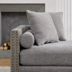 Chaise longue in ciniglia beige/grigio/tortora con bordo borchiato, 2 posti