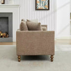 Chaise longue in ciniglia beige/grigio/tortora con bordo borchiato, 2 posti