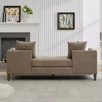 Chaise longue in ciniglia beige/grigio/tortora con bordo borchiato, 2 posti