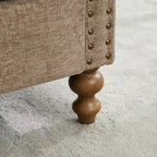 Chaise longue in ciniglia beige/grigio/tortora con bordo borchiato, 2 posti