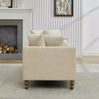Chaise longue in ciniglia beige/grigio/tortora con bordo borchiato, 2 posti